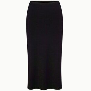 AQUA BLACK RIBBED BODYCON MIDI PENCIL SKIRT/ SIZE: SMALL/ COLOR: BLACK